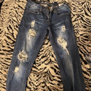 Ripped jeans.